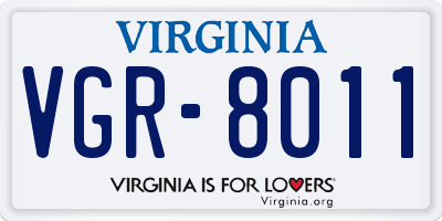 VA license plate VGR8011
