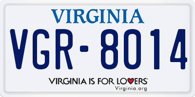 VA license plate VGR8014