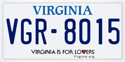 VA license plate VGR8015