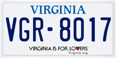 VA license plate VGR8017