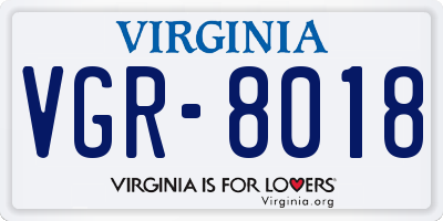 VA license plate VGR8018