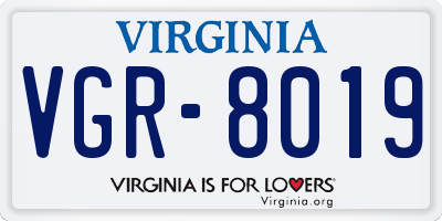 VA license plate VGR8019