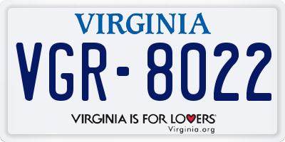 VA license plate VGR8022
