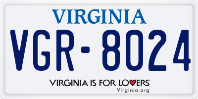 VA license plate VGR8024