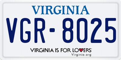 VA license plate VGR8025