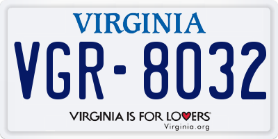 VA license plate VGR8032