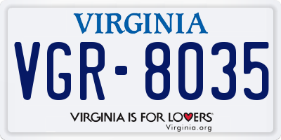 VA license plate VGR8035