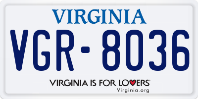 VA license plate VGR8036