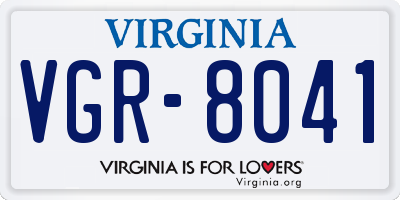 VA license plate VGR8041