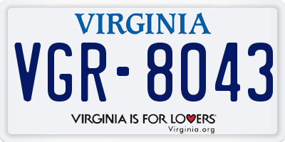 VA license plate VGR8043