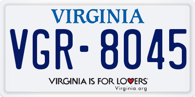 VA license plate VGR8045