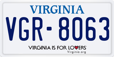 VA license plate VGR8063