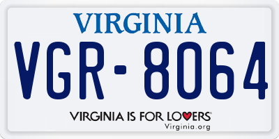 VA license plate VGR8064