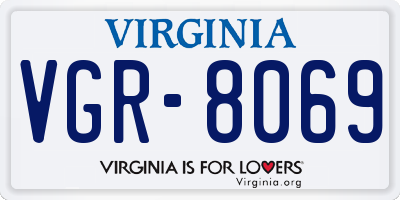 VA license plate VGR8069