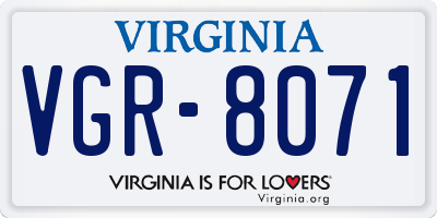 VA license plate VGR8071