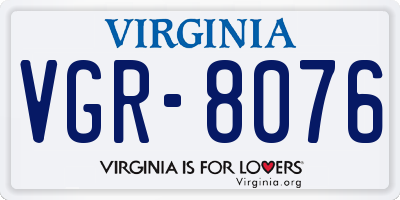 VA license plate VGR8076