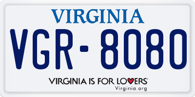 VA license plate VGR8080