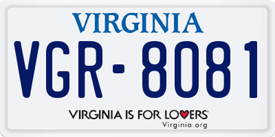 VA license plate VGR8081