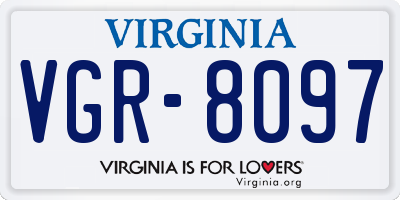 VA license plate VGR8097