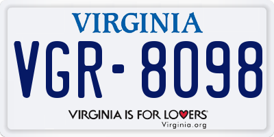VA license plate VGR8098