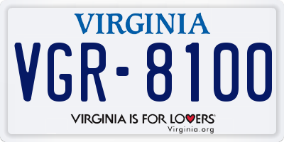 VA license plate VGR8100