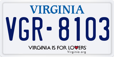 VA license plate VGR8103