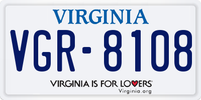 VA license plate VGR8108