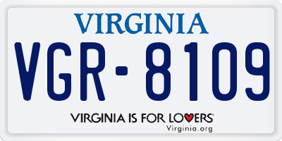 VA license plate VGR8109