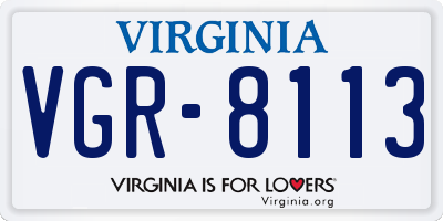 VA license plate VGR8113