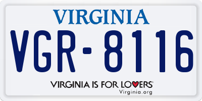 VA license plate VGR8116
