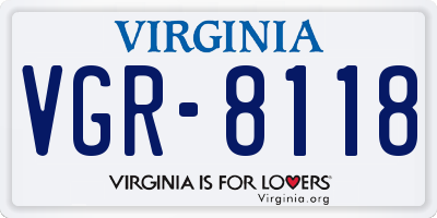 VA license plate VGR8118