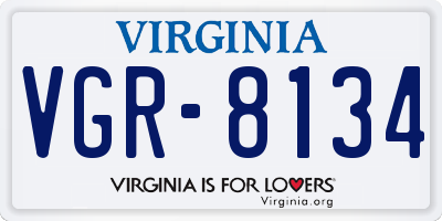 VA license plate VGR8134