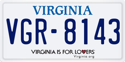 VA license plate VGR8143