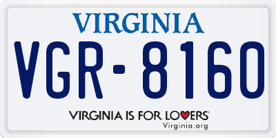 VA license plate VGR8160