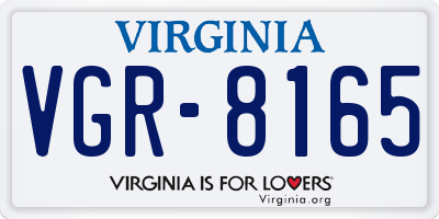 VA license plate VGR8165