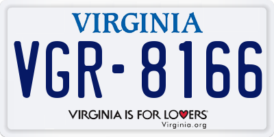 VA license plate VGR8166