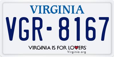VA license plate VGR8167