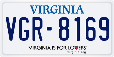 VA license plate VGR8169