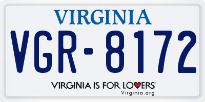VA license plate VGR8172