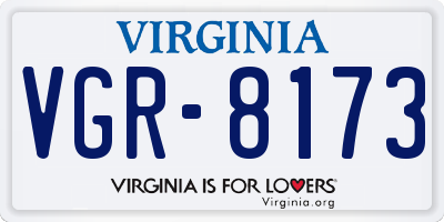 VA license plate VGR8173