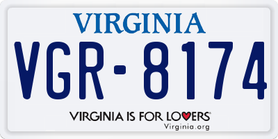 VA license plate VGR8174