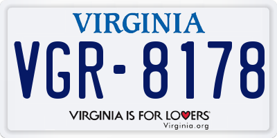 VA license plate VGR8178