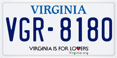 VA license plate VGR8180