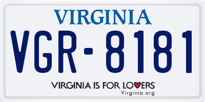 VA license plate VGR8181