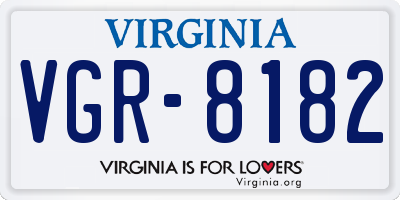 VA license plate VGR8182