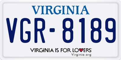 VA license plate VGR8189