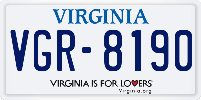 VA license plate VGR8190