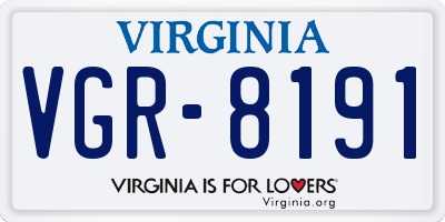 VA license plate VGR8191