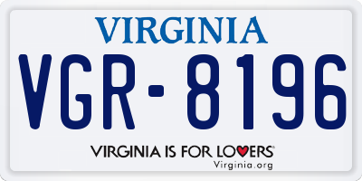 VA license plate VGR8196