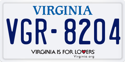 VA license plate VGR8204